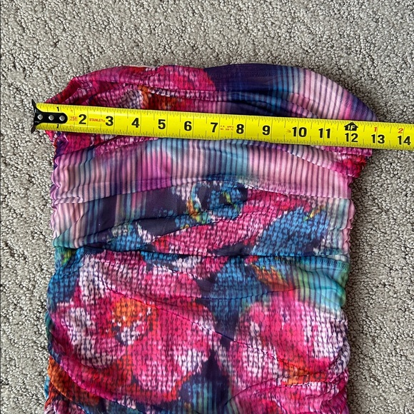 Anthropologie The Soleil Slim Strapless Ruched Mesh Dress Midi Pink Size XS NEW - Picture 8 of 14